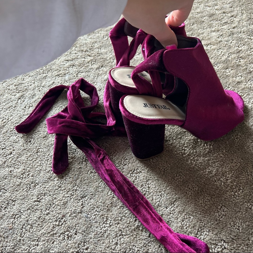 Velvet Lace Up Heels